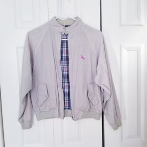 Linen plaid golf bomber jacket